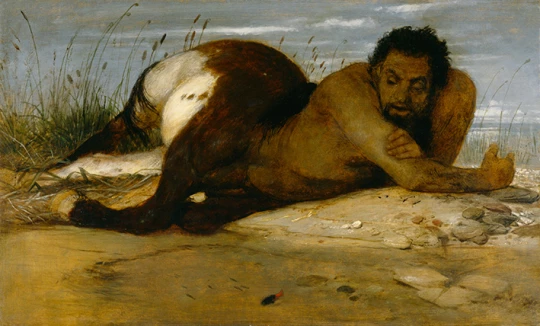 Arnold Böcklin: Kentaur, den Fischen zuschauend