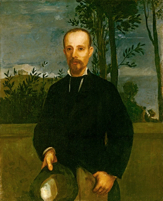Hans von Marées: Selbstbildnis mit dem Hut in der Hand
