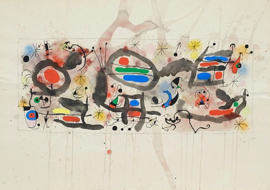 Joan Miró: Skizze zur Keramikwand, 'Oiseaux qui s'envolent'