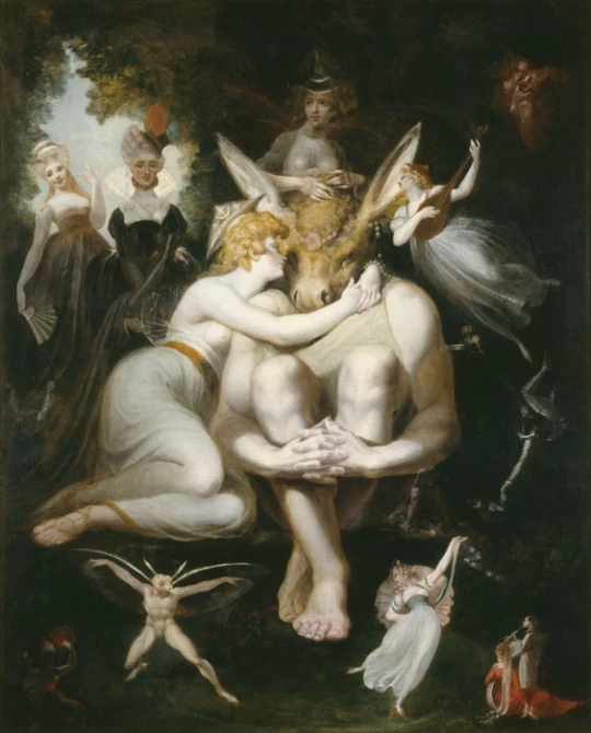 Joh. Heinrich Füssli: Titania liebkost Zettel mit dem Eselskopf